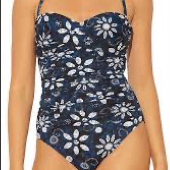 Bleu Rod Beattie blue print one piece swimsuit